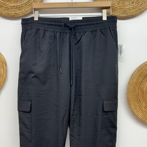 NUEVO Pantalón al Tobillo Antiguo Azul Marino Activo Negro Carga Tiro Medio Estirado Grande Athleisure - Imagen 3 de 6