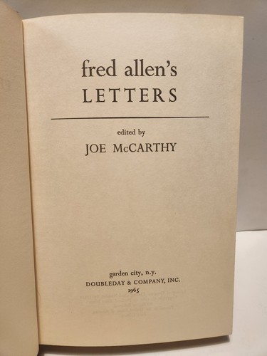 Fred Allen’s Letters 1965 First Edition HCDJ Joe McCarthy Doubleday Ships Free - Foto 7 di 8