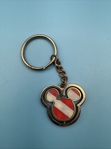 Vintage Disney Land Mickey Mouse Lenticular Patriotic Metal Spinner Keychain VTG - Picture 2 of 2