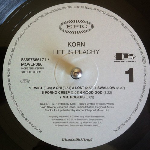 Korn - Life Is Peachy (LP, RE, RP, 180) (Mint (M)) - Rock Nu Metal - Picture 3 of 5
