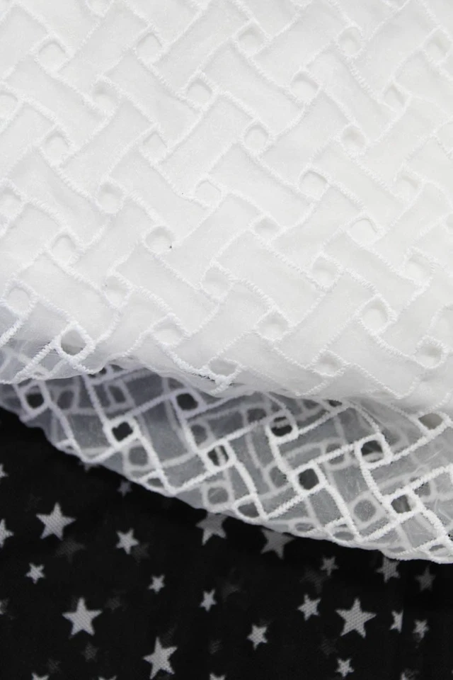 Lote 2 Prendas para el torso Zara Mujer Algodón Texturizado Geométrico Manga Larga Blanco Talla S M Foto 2 de 4