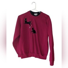Vintage Top Stitch By Morning Sun Black Cat Sweatshirt Size Medium