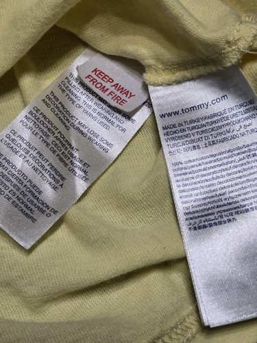 Tommy Hilfiger Women's Shirt Medium Retro Velvet Logo Yellow T Shirt - Picture 5 of 11
