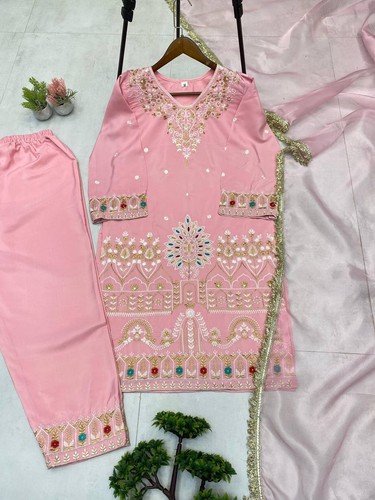 ABITO DA SPOSA INDIANO DESIGNER NUOVO SALWAR KAMEEZ BOLLYWOOD FESTA PAKISTANA - Foto 4 di 8