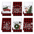  6 Pcs Christmas Kitchen Towels Buffalo Check Plaid Dish Red Buffalo Plaid