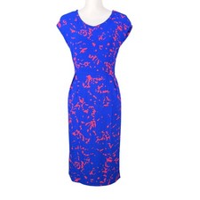 Tiger of Sweden Blue Red Abstract Print Cap Sleeve Sheath Dress Size 36