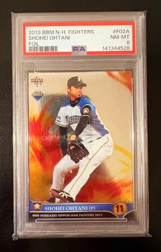 2013 BBM Hokkaido Nippon Ham Fighters Shohei Ohtani Rookie RC Foil #F02A PSA 8