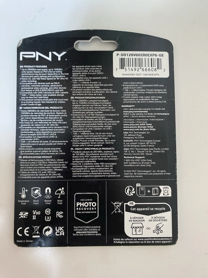 128GB Elitex-Pro60 UHS-II SDXC Memory Card - R280Mb/S W100Mb/S, U3, V60, 4K UHD, - Image 2 of 2