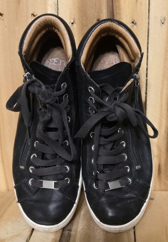 UGG Damenschuhe 9,5 M Hi Tops 1019663 schwarz Leder seitlicher Reißverschluss Schnürschuhe Turnschuhe - Bild 3 von 5