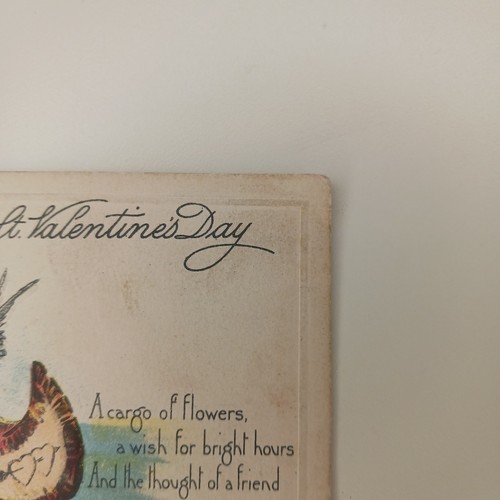 Valentinstag Postkarte Amor im Kanu mit Blumen Herzen geprägt unbespielt - Bild 4 von 7