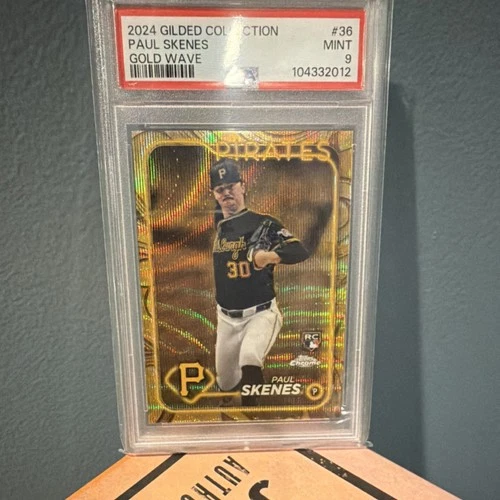 2024 Topps Gilded Paul Skenes #36 Gold Wave Refractor Rookie /75 PSA 9 Pirates