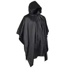 MIL-TEC Poncho Hooded Versatile Water Resistant Mesh Bag Included Black