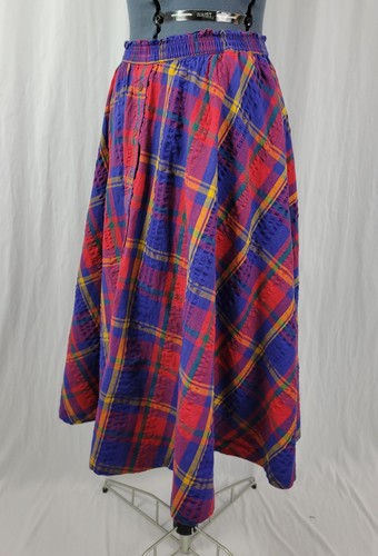Vintage David Smith Country Sport Plaid Circle Skirt w Elastic Waist Size 6 - Picture 6 of 12