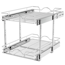 2 Tier Pull Out Cabinet Organizer 15.5" W x 21" D , Pull Out Drawers for Kit...