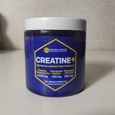 Natural Stacks Creatine+ Advanced Absorption Formula 120ct - Vegan Exp 1/27