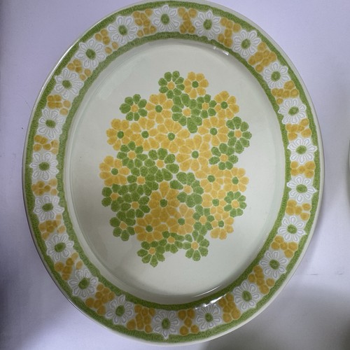 Vtg 70's Franciscan Earthenware Pinic 14 " platter Yellow Green Flowers - Picture 2 of 4