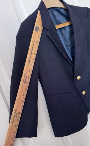 Boys 10 Reg Navy Blazer Coat Jacket Golden Buttons Wool Blend Preppy - Picture 12 of 17