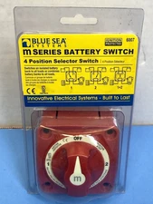 Blue Sea Systems 6007 M-Series Marine Red 4-Position Battery Selector Switch D8