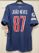 Joao Neves #87 Mens LARGE Nike Paris Saint-Germain Home UCL Authentic Jersey