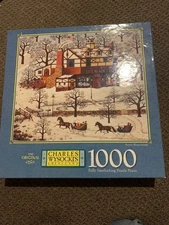 HASBRO/MB CHARLES WYSOCKI "SNOWY MOUNTAINSIDE" - AMERICANA 1000 PIECES PUZZLE