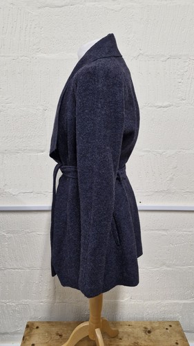 Amaryllis Blue Grey 100% Wool Long Cardigan Coatigan Size M / 12 - Picture 2 of 7