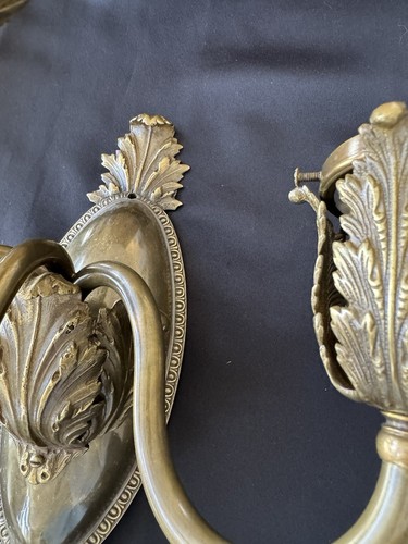 Antique 1910’s French Victorian 3 Light Bronze Wall Sconce PAIR - Picture 10 of 15
