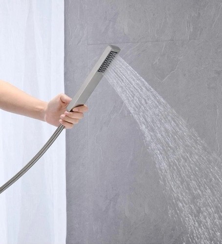 Freistehende Badewannenarmatur - Nickel gebürstet mit Handbrause - Bild 6 von 8