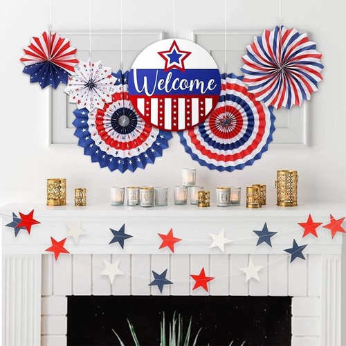 Durable Independence Day Door Sign - Rustic 12” Wooden Wreath Decoration - Picture 5 of 9