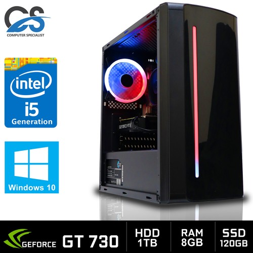 Intel Rápido Quad Core i5 PC Para Jugar 8GB RAM 1TB+ 128GB SSD Nvidia Gt 730 - Imagen 1 de 31