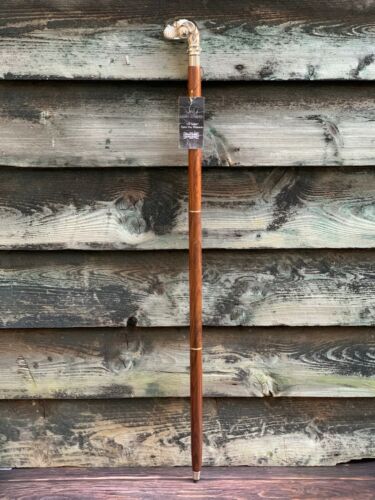 MENS GENTLEMENS CLASSIC ANTIQUE DOG WALKING STICK CANE HANDLE SILVER FINISH NEW - Picture 2 of 12