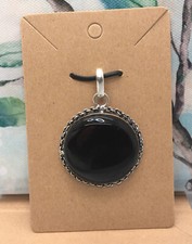 2 Black Onyx Gemstone Pendant Bail 925 Silver Plated Handmade 3157