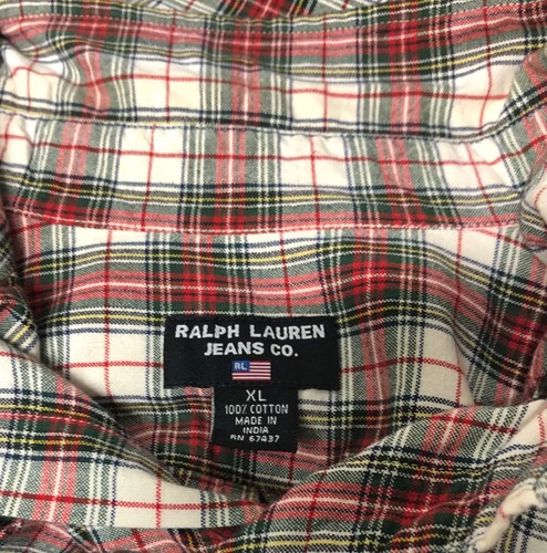 RALPH LAUREN JEANS CO VINTAGE ICÓNICO CUADROS MANGA CORTA BOTÓN COMPLETO DELANTERO TALLA XL - Imagen 9 de 10