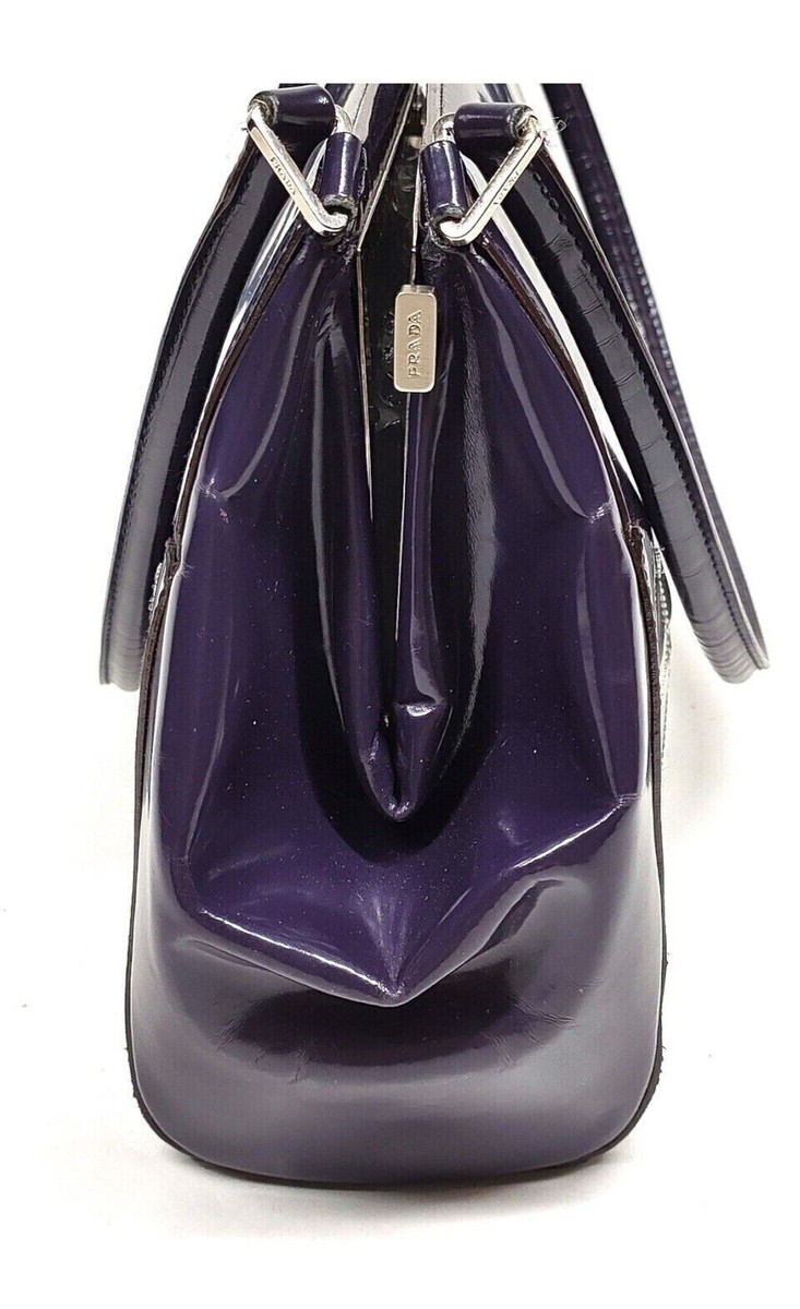 Authentic Vintage Prada Purple Patent Leather Hand Bag Purse