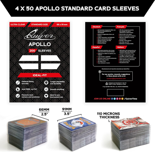 200 Apollo Standard Clear Card Sleeves - Ultra Transparent Trading Card Protecto - Picture 2 of 12