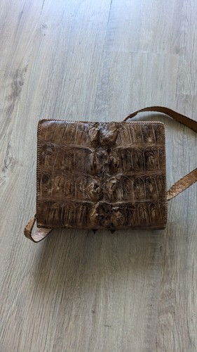 Sac Bandoulière Main Cuir Croco Vintage Artisanal Crocodile Rare Ancien Vrai  - Foto 13 di 20