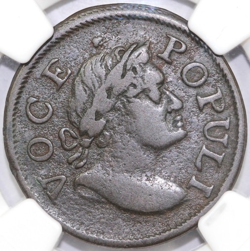1760 1/2p No P Hibernia Voce Populi Half Penny NGC VF 25 - Picture 1 of 5