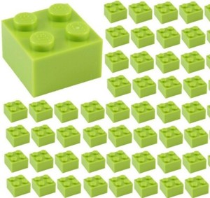 LEGO Bricks 2x2 x 50 pcs Lime Used