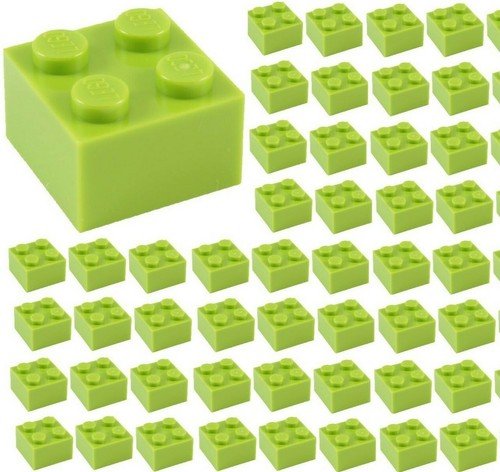 ☀️50x NUOVI MATTONCINI LEGO 2x2 VERDE LIME (# 3003) pezzi in blocco costruzione città - Foto 1 di 2