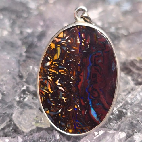 "Essencia" Queensland Boulder Opal 80.00ct 925 Silver Handmade Pendant - Picture 1 of 9