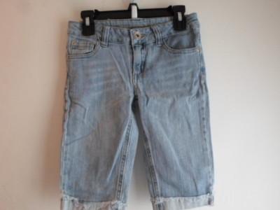 Short en jean extensible à revers fille bleu vif