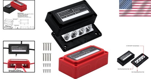 300A Waterproof Power Distribution Block with 4 M10 Terminal Studs - Heavy Duty - Picture 2 of 10