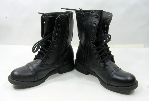 new black  1.5"Block Heel Combat Lace Up Ankle Boot  Women Size 6.5 - Picture 3 of 6