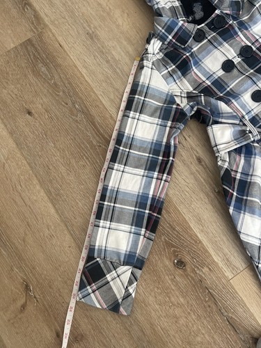 Self Esteem Black, Blue & White plaid hooded double breasted Jacket size M - Picture 6 of 11
