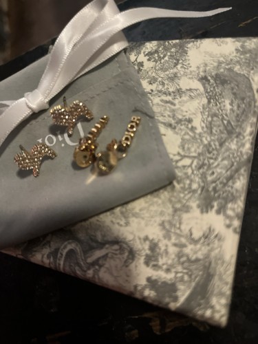 dior earrings authentic Lions Gold Diamonds Sold Out Collectible Dangle - Picture 2 of 11
