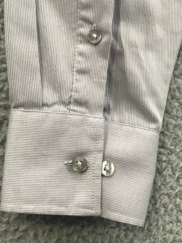 Geoffrey Beene Men Dress Shirt Wrinkle Free Long Sleeve Micro Stripe Gray 16 1/2 - Picture 6 of 13