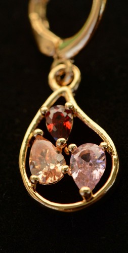 18K Gold Multicolor Teardrop Zircon AAA Designer Women Brass Set - Picture 6 of 6