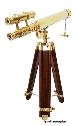 Telescopio náutico marítimo de latón de doble barril de 18' con decoración de trípode plegable - Imagen 4 de 4