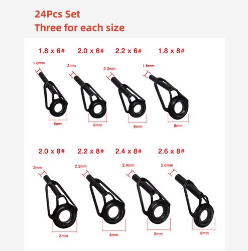 8Pcs-80Pcs Ceramic Fishing Rod Tip Repair Kit Stainless Steel Rings Guide Tips - Picture 23 of 27