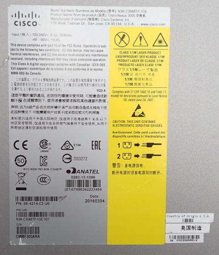Cisco Nexus N3K-C3048TP-1GE 48x Gigabit RJ45 + 4x 10Gb SFP+ 1U Switch LAN BASE - Picture 8 of 8