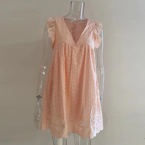Kurzes Kleid Mit Faltenrock Urlaubskleid Sommerkleid A-Linien-Kleid Lässig 〒 - Picture 8 of 19